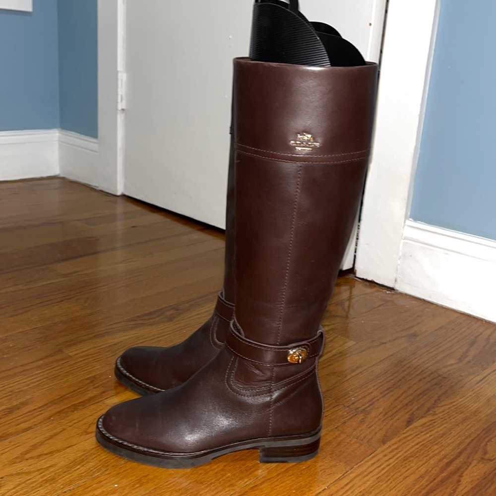 Brown tall Coach boots size 5